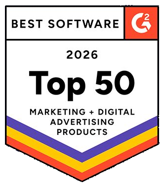 G2 Best Software 2026 Top 50 Marketing and Digital Advertising Products badge